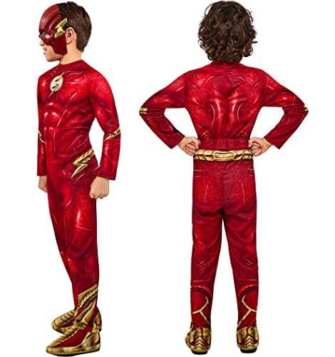 Rubies disfraz The Flash Classico para niño, Jumpsuit estampado con cubrebotas y antifaz, Oficial DC, para Carnaval, Navidad, Cumpleaños, Fiestas y Halloween