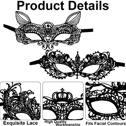 RUIJIE 8 Piezas Máscara Veneciana Máscaras de Encaje de Mujer Sexy Máscara de Ojos Mascara para Mardi Gras de Hombre Mascaras para Masquerade Halloween Carnival Cosplay Party Fancy Dress Ball Gothic