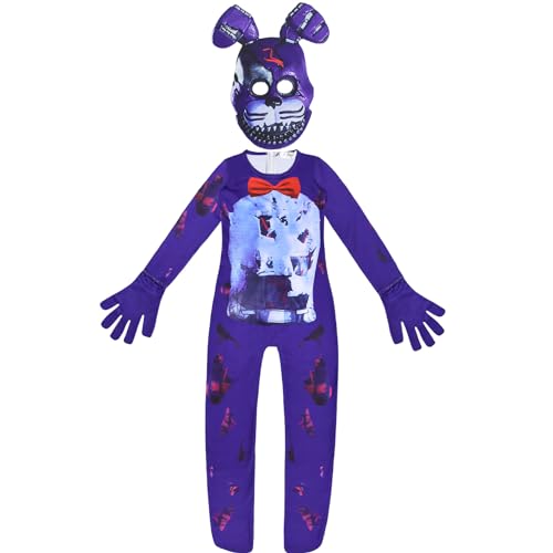 RUIZE Juego Five Nights Freddy Disfraz con máscara para niños de 5 a 13 años, Disfraz de Cosplay de Juego de Terror FNAF, Disfraz de Mono,Azul,140