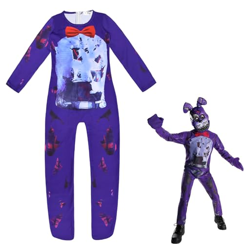 RUIZE Juego Five Nights Freddy Disfraz con máscara para niños de 5 a 13 años, Disfraz de Cosplay de Juego de Terror FNAF, Disfraz de Mono,Azul,150