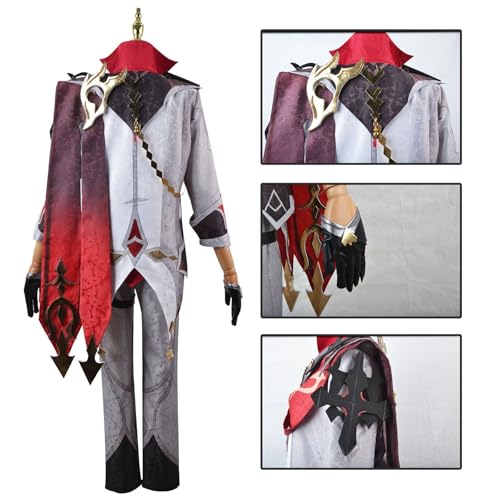 RUIZE Juego Genshin Impact Tartaglia Disfraz de Cosplay con Peluca para niños, Vestido de Uniforme de Personajes, Conjunto Completo, Traje de Fiesta de Carnaval de Halloween,Gris,S