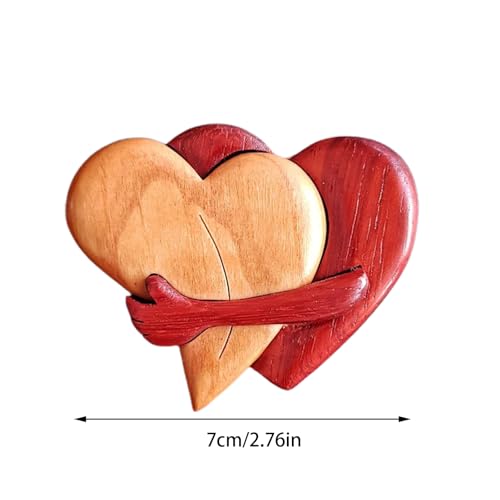 Rurbeder Fichas de corazón de Madera de Abrazo de Bolsillo - Adornos de Abrazo de corazón de Madera Decoración de Rompecabezas | Pequeñas fichas de Abrazo, Sujetar la ano