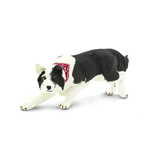 Safari Ltd. Perro Border Collie 11.4cm | Figuras de Perros y Gatos | Juguetes para Niños | No tóxico y Libre de BPA | Apto para niños de 3