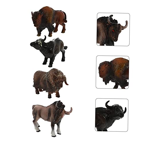 SAFIGLE Juguetes para niños 4 piezas modelo de simulación de yak minifiguras para niños -Decoraciones para pasteles Mini vacas miniatura figuras de vaca figura de toro realista juego de figuras de