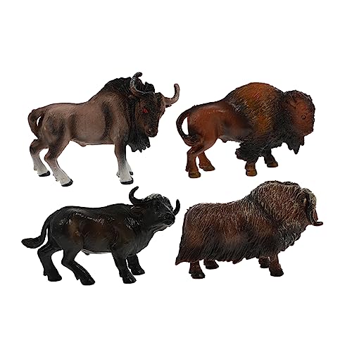 SAFIGLE Juguetes para niños 4 piezas modelo de simulación de yak minifiguras para niños -Decoraciones para pasteles Mini vacas miniatura figuras de vaca figura de toro realista juego de figuras de