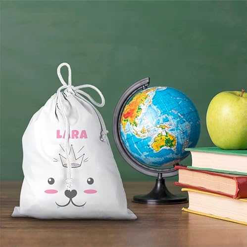 saquitomagico Bolsa de Merienda Infantil Personalizada con tu Nombre. ideal para el cole! Varios Modelos (Gato)