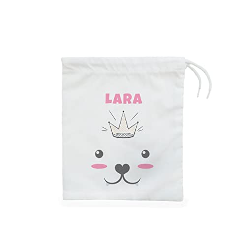 saquitomagico Bolsa de Merienda Infantil Personalizada con tu Nombre. ideal para el cole! Varios Modelos (Gato)