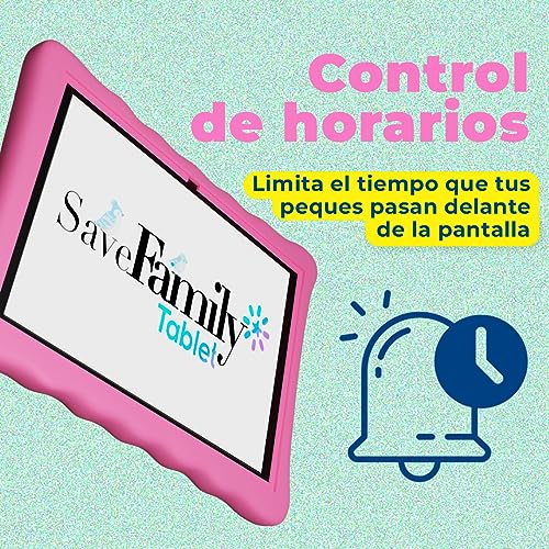 SaveFamily Tablet Evolution 10". Tablet niños con conexión Y Datos. Doble Control Parental, Control de Contenido, Anti-Bullying, Juegos, Módulo Montessori. Marca española. Certificada por Google