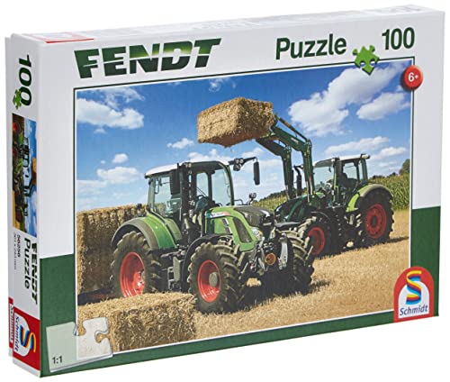 Schmidt CGS_56256 Puzzle: 100 Tractor Cargo Front Loader Fendt, Multicolor