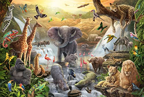 Schmidt Spiele-Tiere 56454 Animales en África, Puzzle Infantil de 60 Piezas, Rompecabezas, Normal