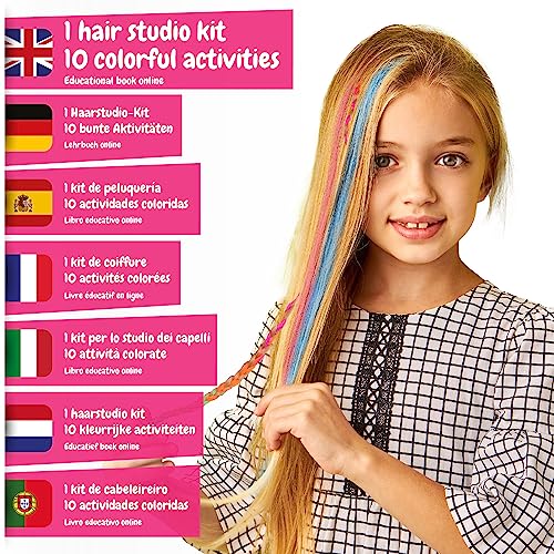 Science4you Hair Studio - Tizas para el Pelo para Niña, 10+ Actividades, Juegos y Juguetes para Niña 8+ años para hacer Mechas en el Pelo, Tatuajes de Pelo y Trenzas, Regalos para Niña y Niño 8+ años