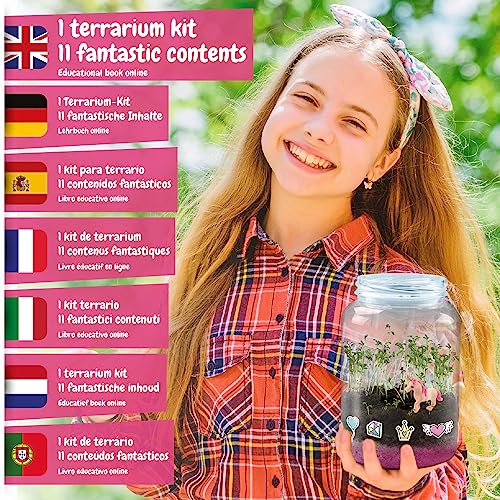 Science4you Terrario de Unicornios - Kit de Terrario, Juguetes de Unicornios para Niños y Niñas 6+ años, Crea un Ecosistema Cerrado, Pegatinas de Unicornio, Juegos, Regalos para Niños y Niñas 6+ años