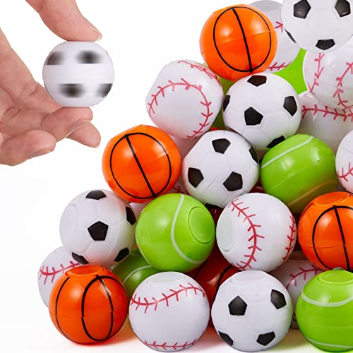 SCIONE Pelotas Deportivas para niños, 36Pcs hilanderos Fidget Spinner de béisbol, Pelota de fútbol, Caja del Tesoro Juguetes para premios de Aula, Bolsas de Regalo para niños, cumpleaños