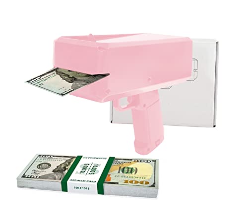 Scratch Lover Money Gun (Rosa) con 100 x 100 Dólares Billetes Scratch Cash (Dinero para Jugar)