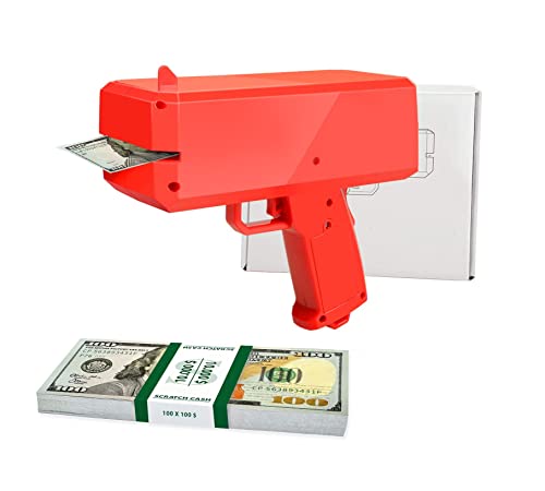 Scratch Lover Pistola de dinero roja con 100 billetes de 100 dólares Scratch Cash (dinero para jugar)