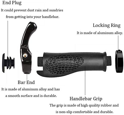 SEESEE.U Empuñaduras de Manillar de Bicicleta, empuñadura de Goma Antideslizante de 1 par, empuñadura de Bicicleta de montaña con Cuernos de Extremo de Barra