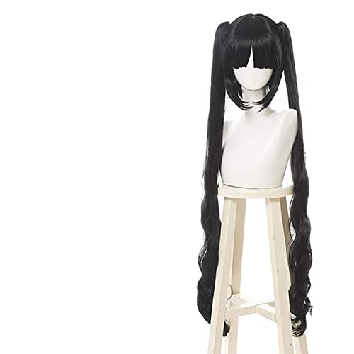 SEIZIS Cosplay Wig Sword Oratoria Hestia Kami Sama Cosplay Pelucas Largo Negro Ondulado Suelto coletas Cosplay Peluca Pelo sintético