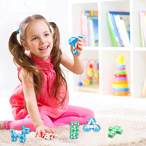 Serpiente Cubo 32 Pieza Juguetes de Rompecabezas de Serpiente 24 Nudos Magic Snake Cube Mini Serpiente Mágicas Puzzle Serpiente Mágica Serpiente Rompecabezas para Niños Color al Azar