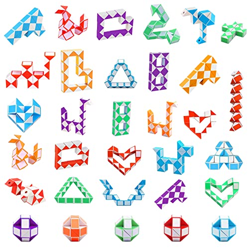 Serpiente Cubo 32 Pieza Juguetes de Rompecabezas de Serpiente 24 Nudos Magic Snake Cube Mini Serpiente Mágicas Puzzle Serpiente Mágica Serpiente Rompecabezas para Niños Color al Azar