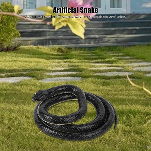 Serpiente Falsa de Goma Realista, Elástica Buena Dureza Realista Simulación Alta Suave Juguete Aterrador de Halloween Serpiente Falsa para Asustar a Tus Amigos para Espantar a los Pájaros(negro)