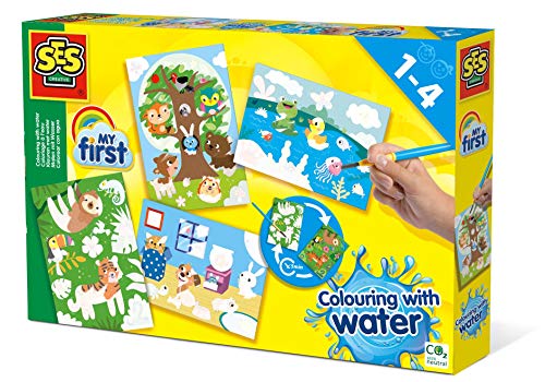 SES Creative- Colorear con Agua - Animales escondidos, Color Multiple, 25 Milliliters (14456)