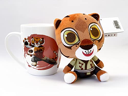 Set de regalo DreamWorks Heroes, Shrek, Kung Fu Panda, Madagascar, Home – Taza de 300 ml + peluche de peluche Little Dreamers – Tigre