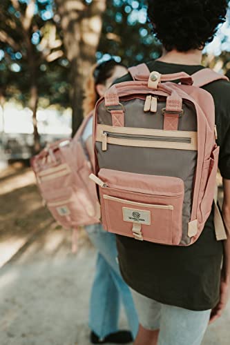 SEVENTEEN LONDON - Mochila 'Wimbledon' moderna, sencilla y unisex con un acabado rosa y gris en el estilo de una mochila escandinava, perfecta para una computadora portátil de hasta 13"