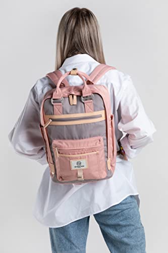 SEVENTEEN LONDON - Mochila 'Wimbledon' moderna, sencilla y unisex con un acabado rosa y gris en el estilo de una mochila escandinava, perfecta para una computadora portátil de hasta 13"