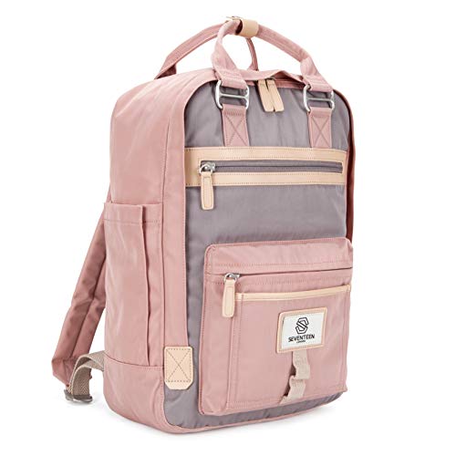 SEVENTEEN LONDON - Mochila 'Wimbledon' moderna, sencilla y unisex con un acabado rosa y gris en el estilo de una mochila escandinava, perfecta para una computadora portátil de hasta 13"