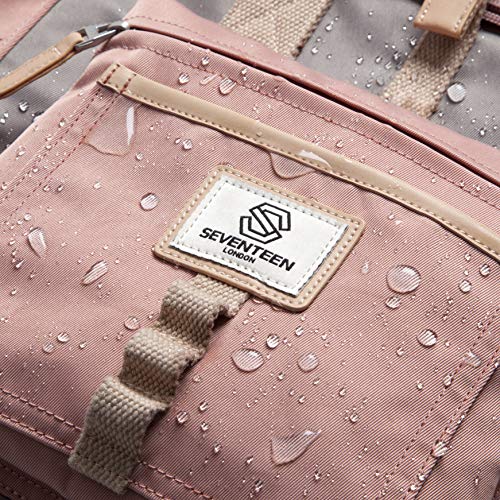 SEVENTEEN LONDON - Mochila 'Wimbledon' moderna, sencilla y unisex con un acabado rosa y gris en el estilo de una mochila escandinava, perfecta para una computadora portátil de hasta 13"