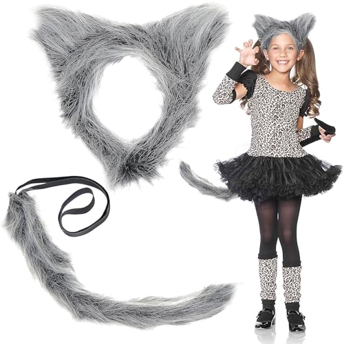 shallyong Disfraz de Lobo, Diadema Orejas de Lobo, Cola de Lobo, Orejas de Lobo y Cola, Disfraz Niño, para Halloween Carnaval Festival Fiesta Show Cosplay