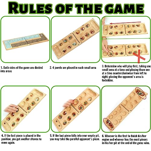 shallyong Juego de Mesa Mancala, Kalaha Mancala, Juego de Mesa Mancala con Piedras para La Familia