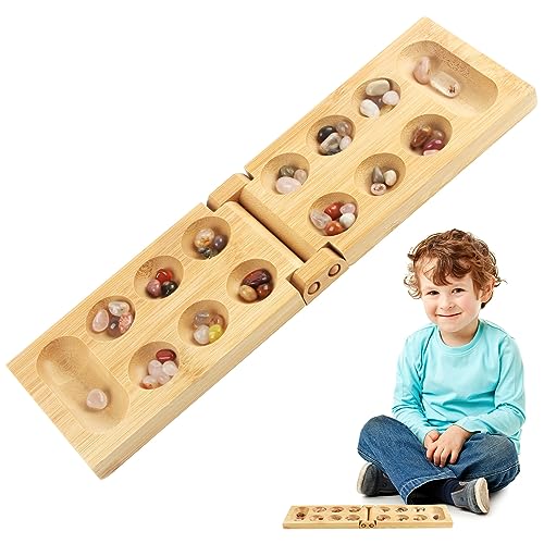 shallyong Juego de Mesa Mancala, Kalaha Mancala, Juego de Mesa Mancala con Piedras para La Familia