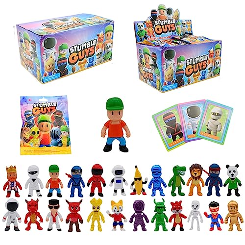 Shannan Stumble Guys Toys,Juego De Figuras De Stumble Guys,24PCS Stumble Guys Figurilla con Tarjetas,Figuras Coleccionables De Stumble Guys,Colección De Figuras De Acción De PVC Decoración De Fiesta