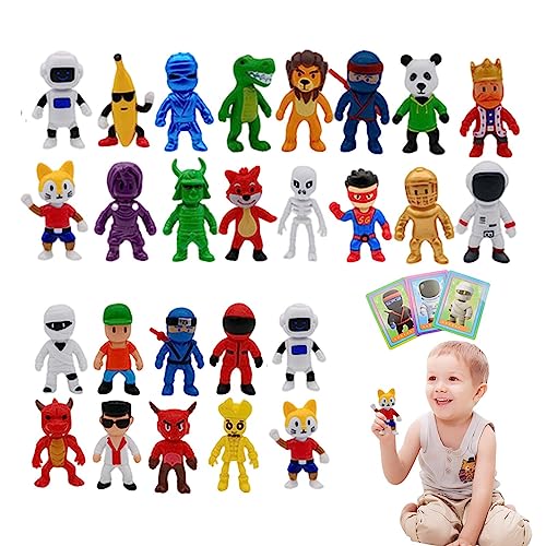 Shannan Stumble Guys Toys,Juego De Figuras De Stumble Guys,24PCS Stumble Guys Figurilla con Tarjetas,Figuras Coleccionables De Stumble Guys,Colección De Figuras De Acción De PVC Decoración De Fiesta