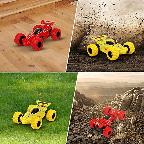 Shayson 2 Unidades de Camiones Monstruo de Fricción, Regalos de Coches de Juguete para Niños Mayores de 3 Años con Rotación de 360 ° Camión Monstruo para Niños y Niñas(Rojo, Amarillo)