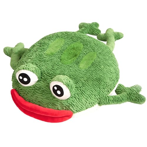 Shienfir Juguete de Peluche de Rana Verde, Almohada de Peluche de Rana de Dibujos Animados, Lindos Ojos Grandes y Boca de Salchicha roja, decoración de Peluches de Rana Verde, Juguete de Peluche par