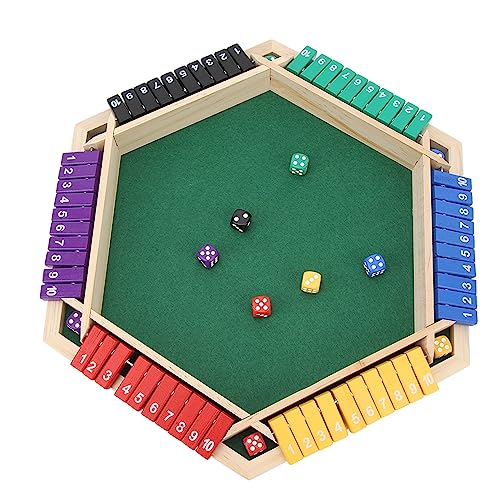 Shut The Box Juego de Dados para 1 a 6 Jugadores, Versión de Mesa de Madera de 6 Caras de Colores Juegos Shut The Box Game con 12 Dados para Regalos de Fiesta en el Aula