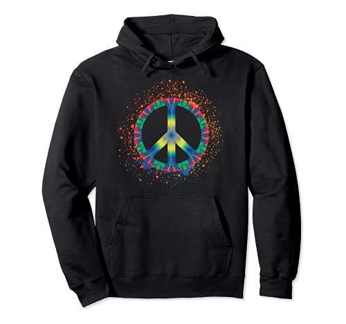 Signo de la Paz Salpicadura de pintura Colorido Hippie Tie D Sudadera con Capucha