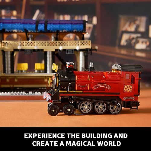 Sillbird Juego de construcción de mini bloques de estación de tren mágico, proyectos STEM de modelo de tren retro para niños de 8 a 12, regalos creativos para adultos y niños y niñas de 8, 9, 10, 11,