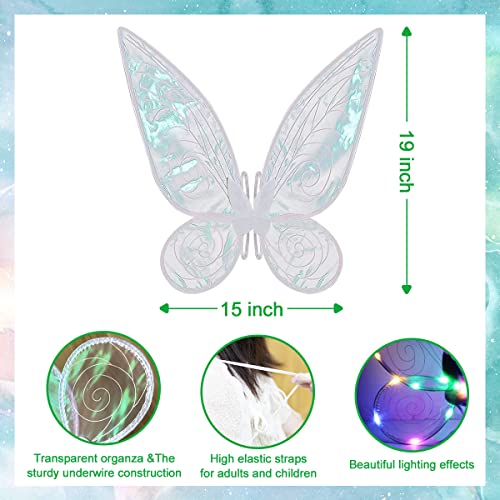 Silom Alas de mariposa con luces LED para adultos, niñas y mujeres, alas de ángel brillantes para adultos y niños, disfraz de Halloween, cosplay, alas de ángel, para niños (coloridas)