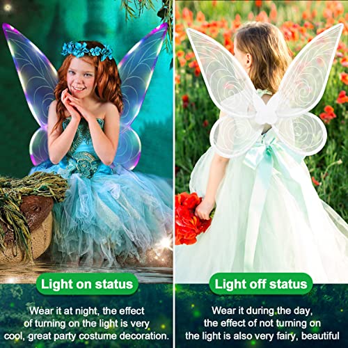 Silom Alas de mariposa con luces LED para adultos, niñas y mujeres, alas de ángel brillantes para adultos y niños, disfraz de Halloween, cosplay, alas de ángel, para niños (coloridas)