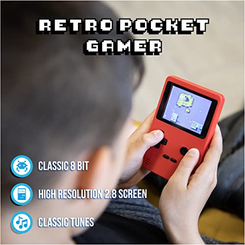Silvergear® Consola Retro Portátil | Videoconsola Retro Arcade con 240 Juegos Clásicos en 6 Categorias| Mini Consola con Juegos Retro para Niños y Adultos| Color Rojo
