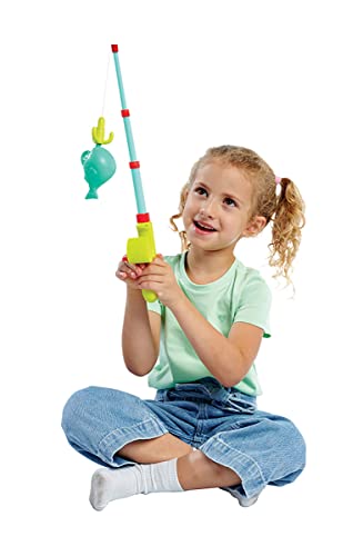 Simba 107796069 – Gran imán Juego de Pesca, caña de Pescar retráctil con función automática, 39 cm, 7 Animales Marinos y 1 Cebo, en Bolsa de Red, Juguete para niños pequeños, Juguete de baño