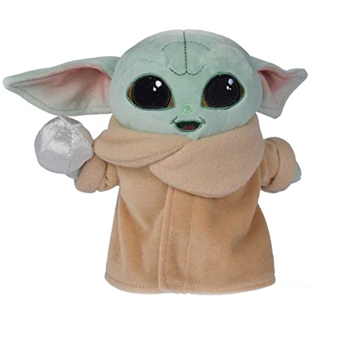 Simba Toys - Peluche Disney Baby Yoda de la Serie The Mandalorian de Star Wars, Incluye 3 Accesorios de Envío Aleatorio, Rana, Pelota o Cuenco de Sopa, 100% Original, Para todas las Edades - 17 cm