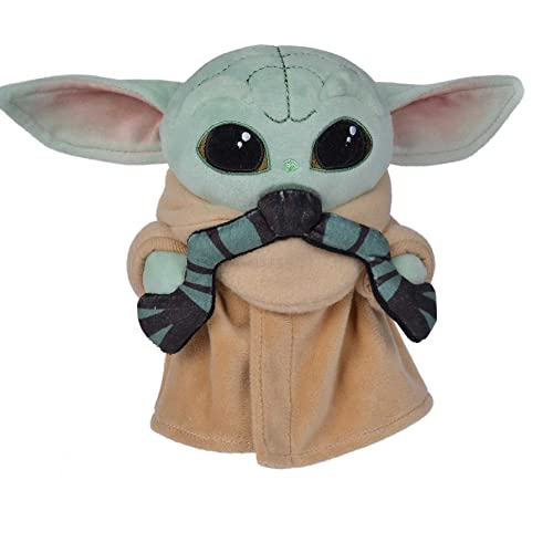 Simba Toys - Peluche Disney Baby Yoda de la Serie The Mandalorian de Star Wars, Incluye 3 Accesorios de Envío Aleatorio, Rana, Pelota o Cuenco de Sopa, 100% Original, Para todas las Edades - 17 cm