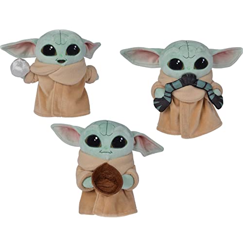 Simba Toys - Peluche Disney Baby Yoda de la Serie The Mandalorian de Star Wars, Incluye 3 Accesorios de Envío Aleatorio, Rana, Pelota o Cuenco de Sopa, 100% Original, Para todas las Edades - 17 cm