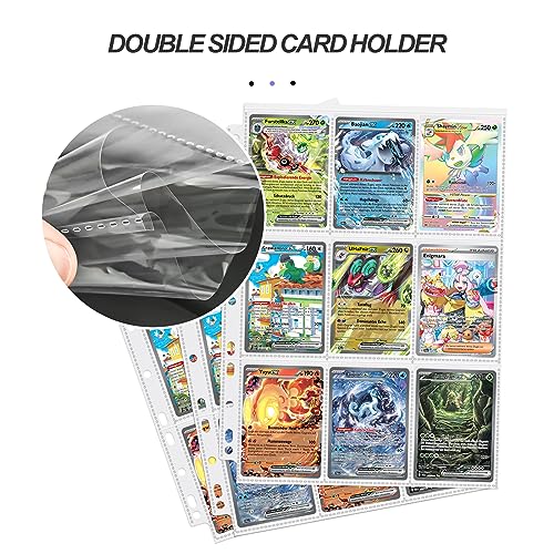 SIMDAO 60Pcs Sammelkarten Hüllen Doppelseitiger, 1080 Pockets Karten Sleeves Transparent, K-Pop Fotokartenhüllen mit 9 Durchsichttaschen Fotokartenhüllen für Fotos, Pokemon Sammelalbum