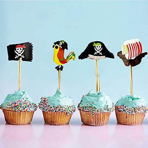 Simon Lee Woodham 48 piezas Toppers de Pastel Pirata, Toppers Decoraciones de Pastel de Pirata, Cumpleaños de Niños, Halloween, Decoraciones de Foto y Accesorios, Decoración de Fiesta