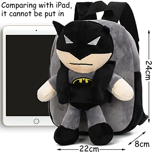 simyron Mochila Batman Bebe Mochila Felpa, Batman Mochila Bebe Guarderia para Mochila de Viaje Escolar Camping Senderismo para Niña y Niño 1-3 Años,Batman